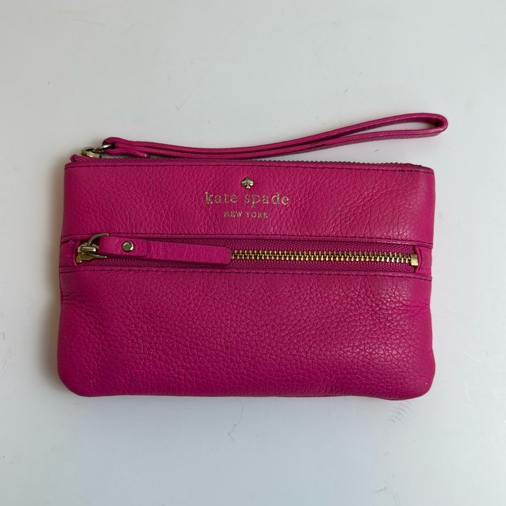 Kate Spade Pink Clutch Wristlet Pebbled Leather
